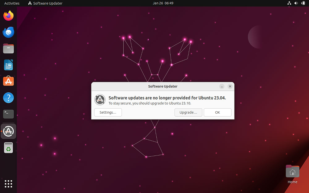 Ubuntu update to 23.10 screenshot