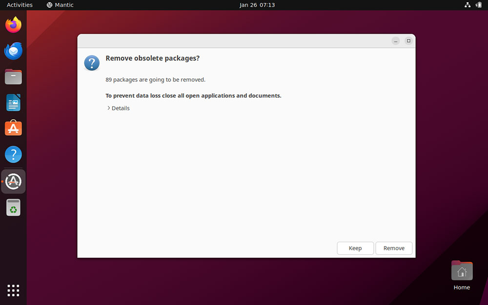 Ubuntu  23.10 upgrade remove obsolete packages